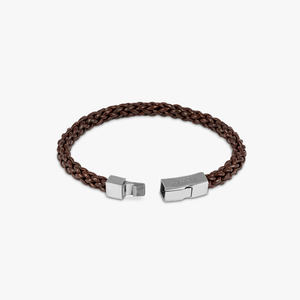 Click Trenza bracelet in Italian brown leather with black rhodium plated sterling silver (UK) 3