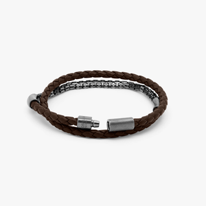 Fusione bracelet in Italian brown leather with black rhodium plated sterling silver (UK) 3
