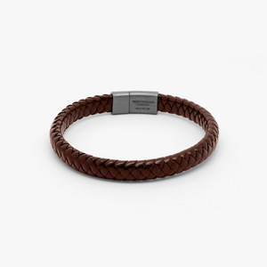 Cobra Sontuoso bracelet in Italian brown leather with black rhodium plated sterling silver (UK) 2
