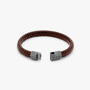 Cobra Sontuoso bracelet in Italian brown leather with black rhodium plated sterling silver (UK) 3