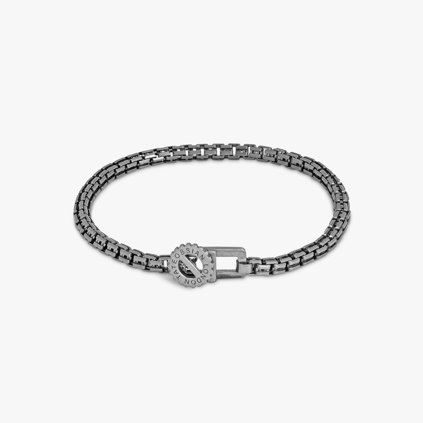 Gear Venetian Chain bracelet in oxidised sterling silver