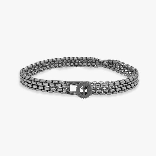 Gear Briolette Chain bracelet in oxidised sterling silver