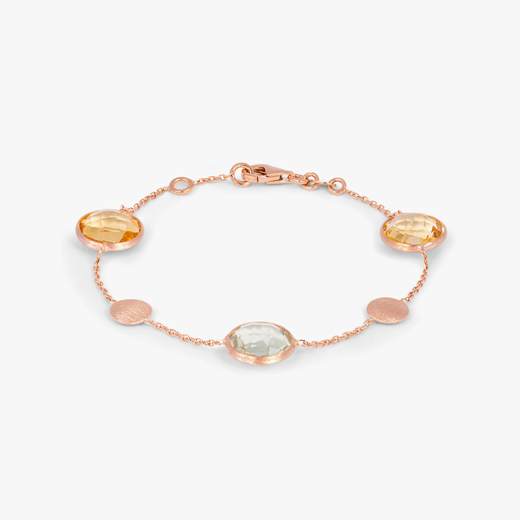 Kensington Bracelet 14K Satin Rose Gold Citrine Prasiolite