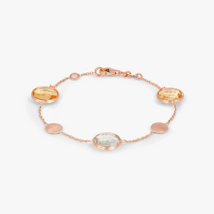 Kensington bracelet with citrine and prasiolite in 14k satin rose gold (UK) 1