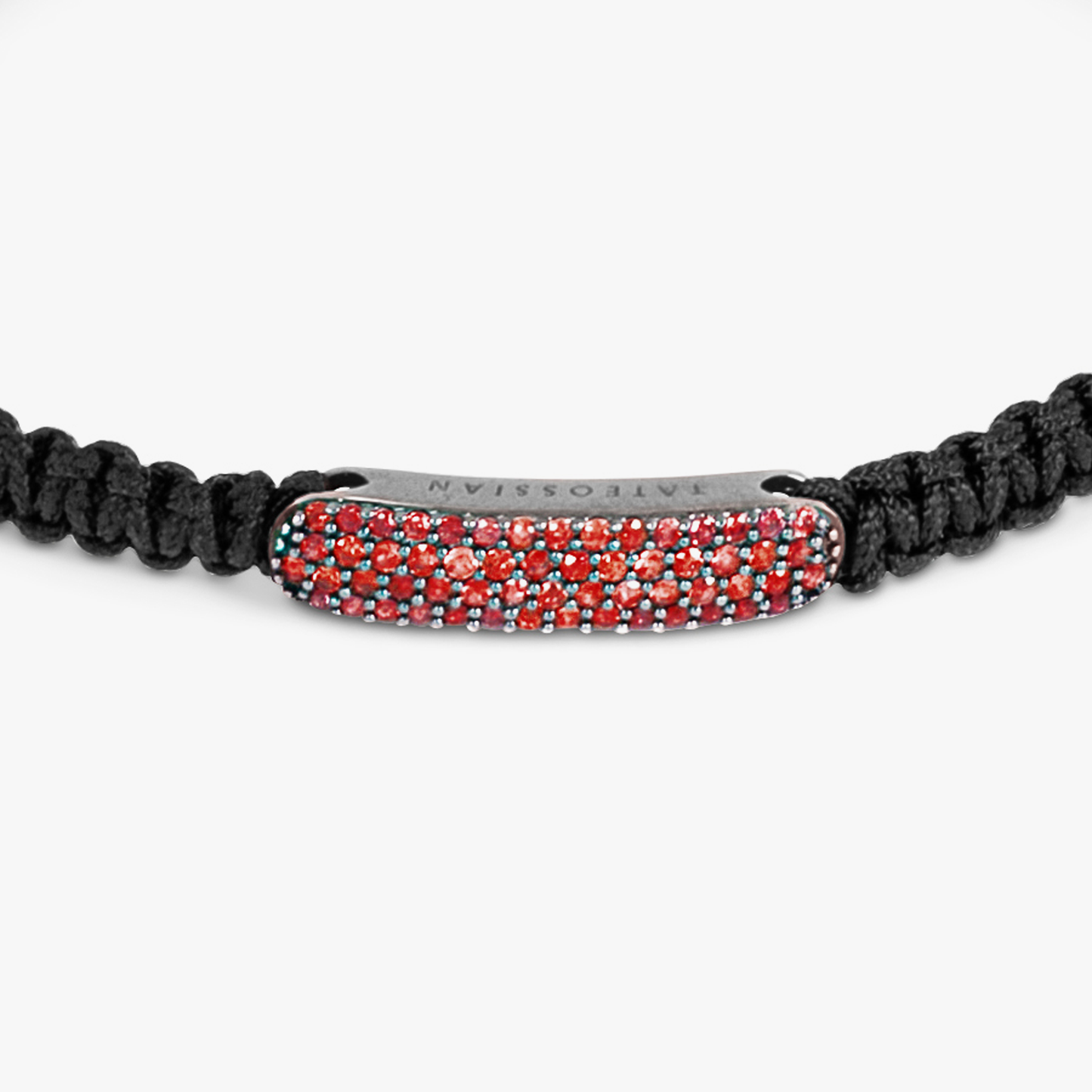 Baton Macrame Bracelet With Ruby In Black