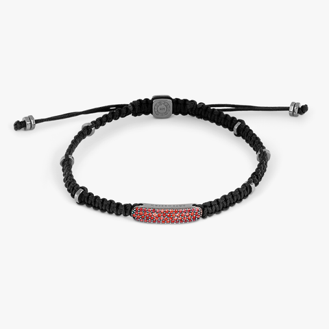 Baton Macrame Bracelet With Ruby In Black
