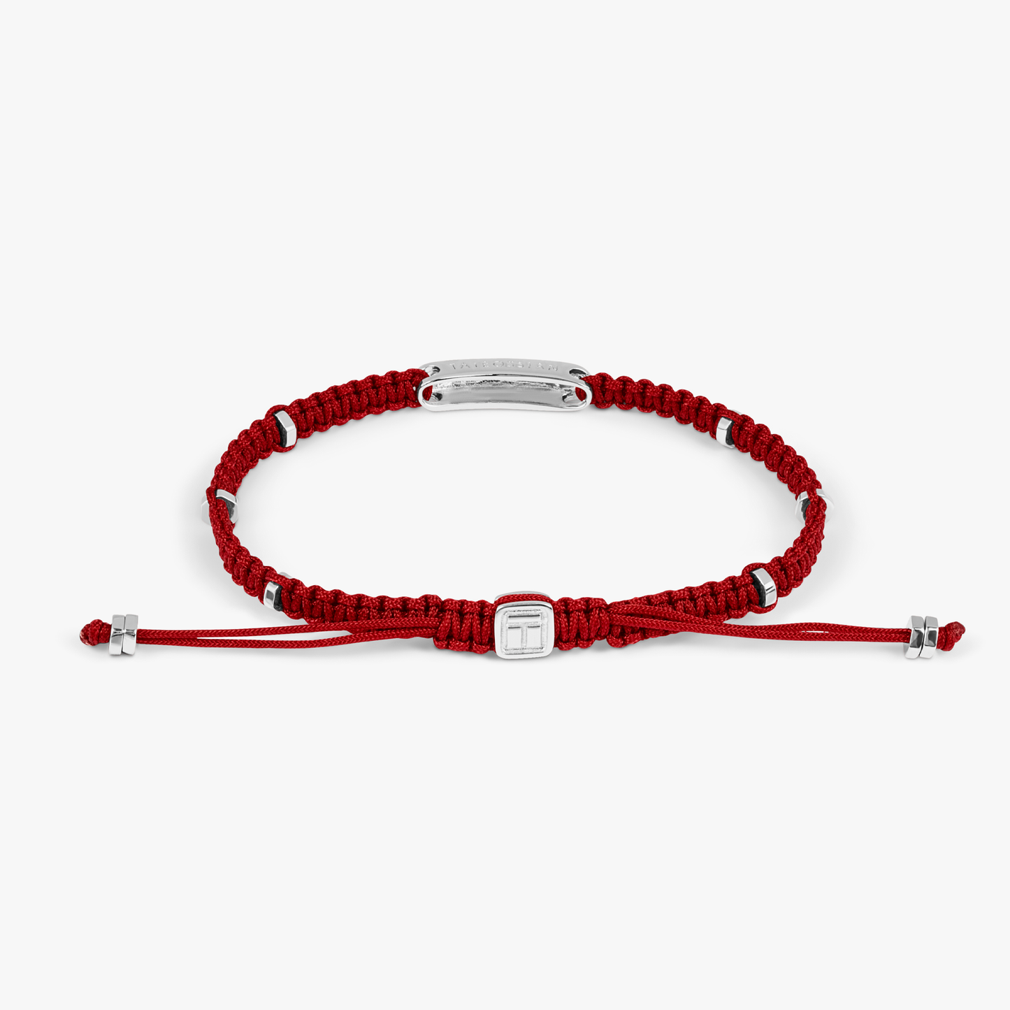 MacramÃ© Bracelet In Red With Sterling Silver- Engravable