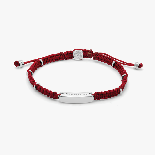 MacramÃ© Bracelet In Red With Sterling Silver- Engravable