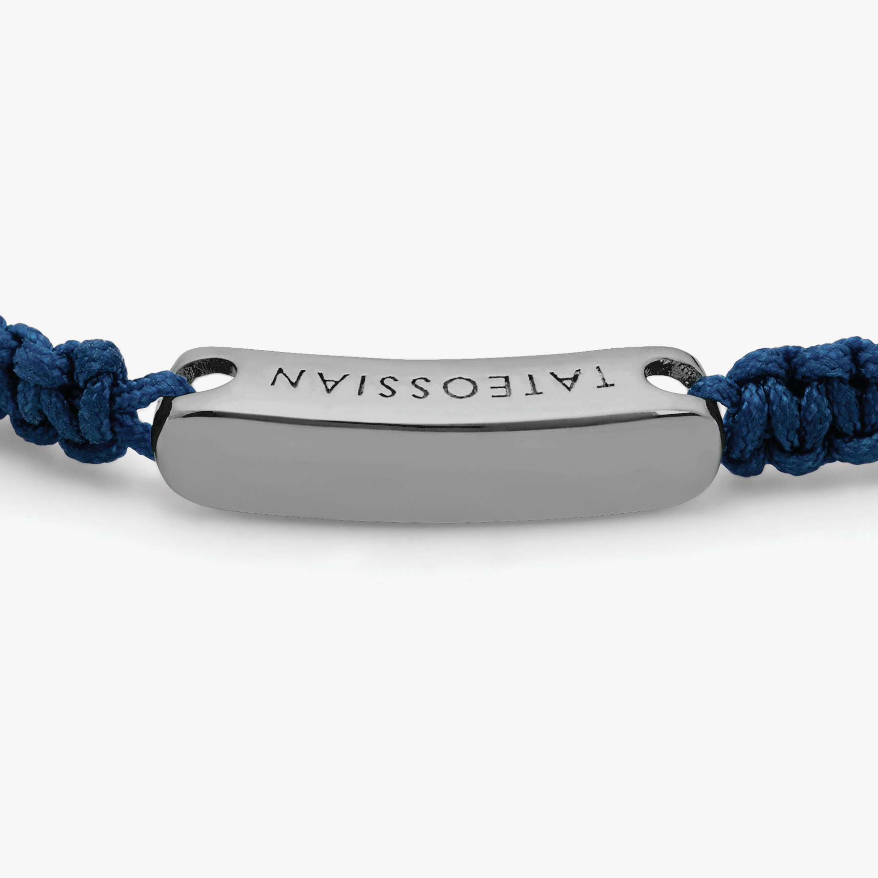 Blue macramÃ© bracelet with black rhodium baton (UK) 3