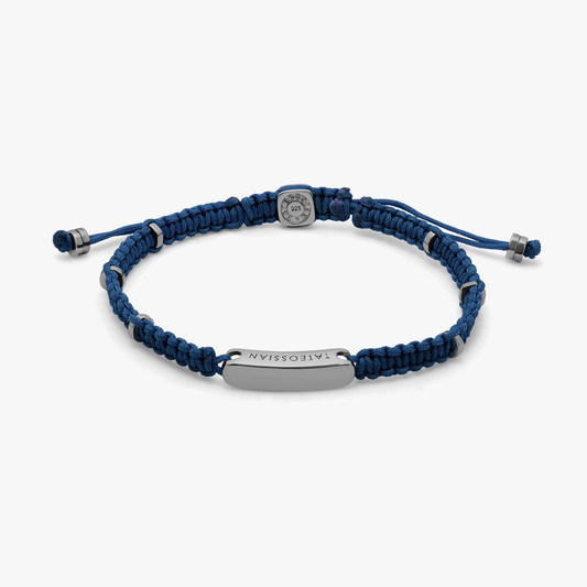 Blue macramÃ© bracelet with black rhodium baton (UK) 1