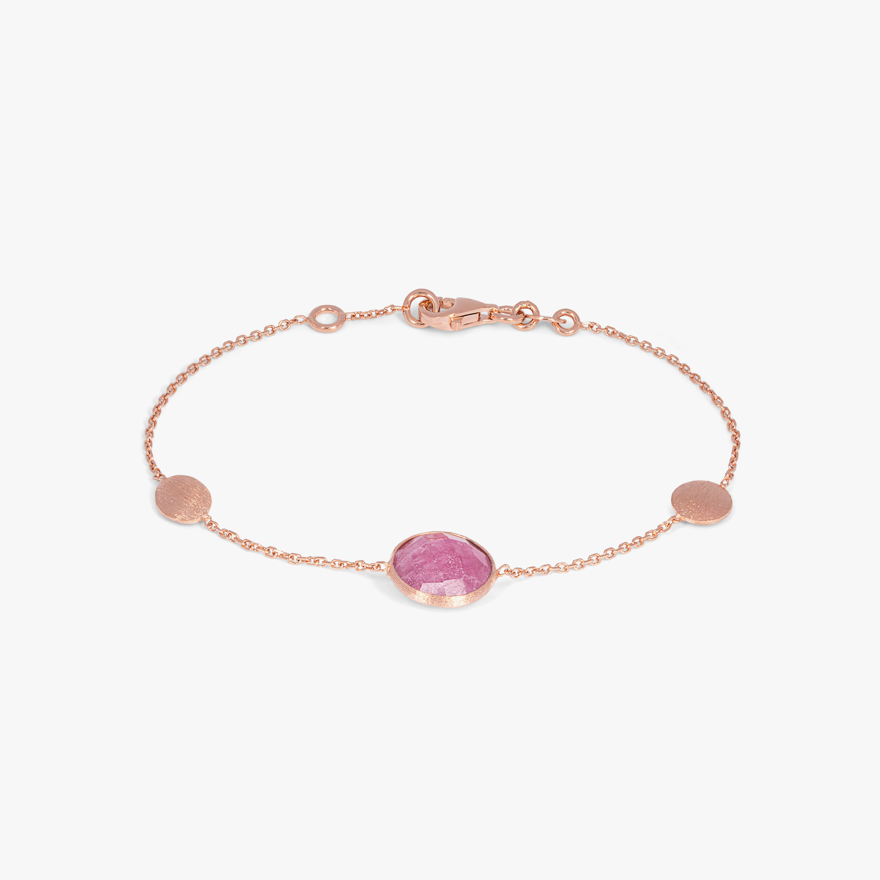 Kensington Bracelet 14K Satin Rose Gold Ruby Root