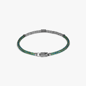 Croce Bamboo bracelet in green and silver hematite with sterling silver (UK) 2