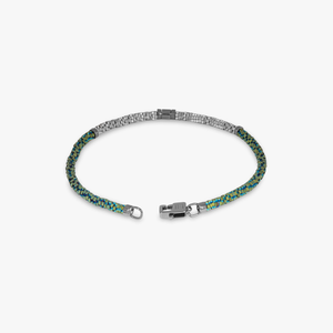 Croce Bamboo bracelet in green and silver hematite with sterling silver (UK) 3
