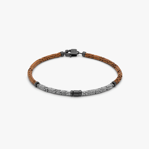 Croce Bamboo bracelet in bronze and silver hematite with sterling silver
