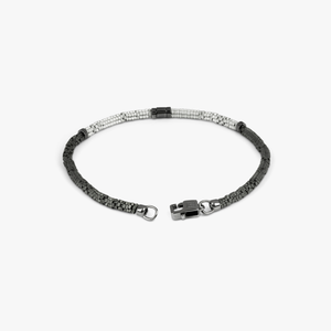 Croce Bamboo bracelet in grey and silver hematite with sterling silver (UK) 3