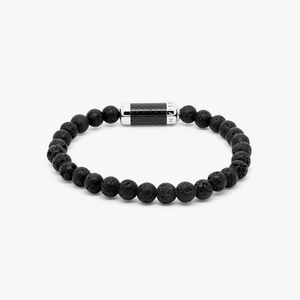 Montecarlo bracelet in black lava with black carbon fibre and sterling silver (UK) 3