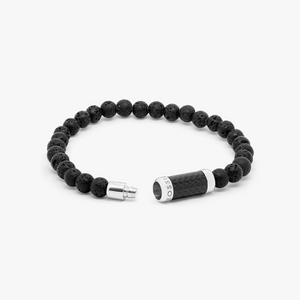 Montecarlo bracelet in black lava with black carbon fibre and sterling silver (UK) 5
