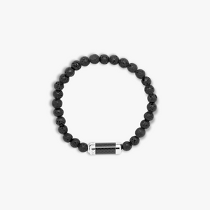 Montecarlo bracelet in black lava with black carbon fibre and sterling silver (UK) 2
