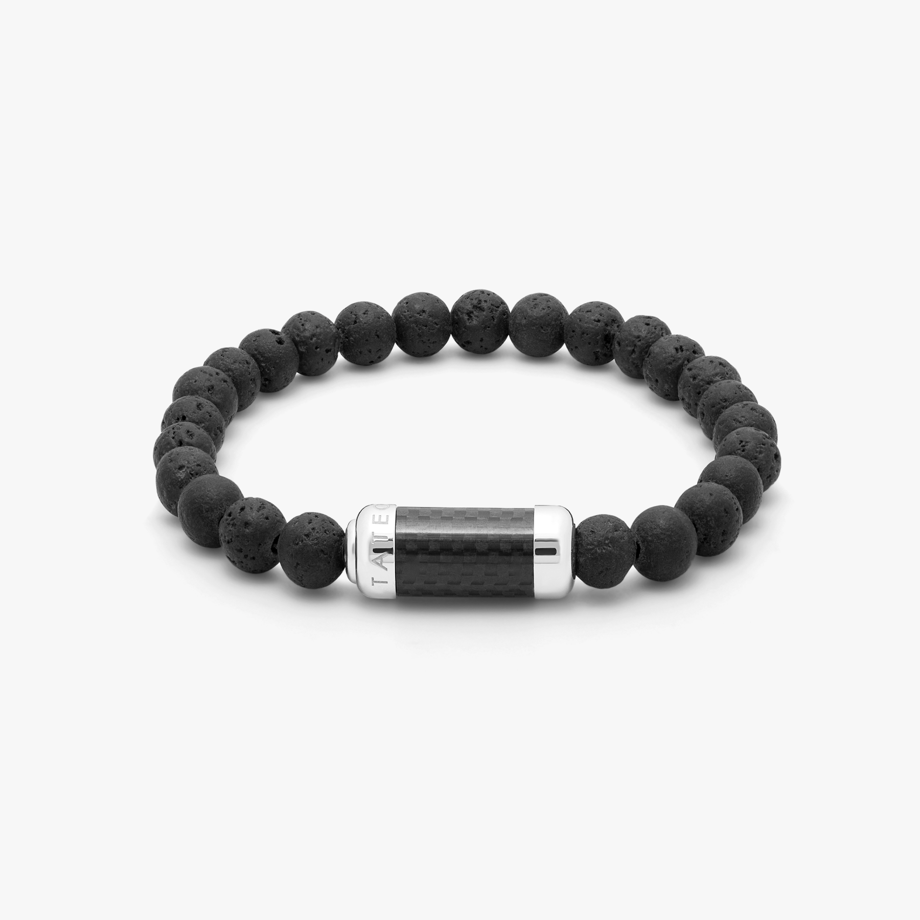 Montecarlo bracelet in black lava with black carbon fibre and sterling silver (UK) 1