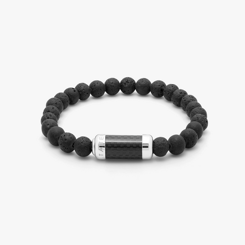 Montecarlo bracelet in black lava with black carbon fibre and sterling silver (UK) 1