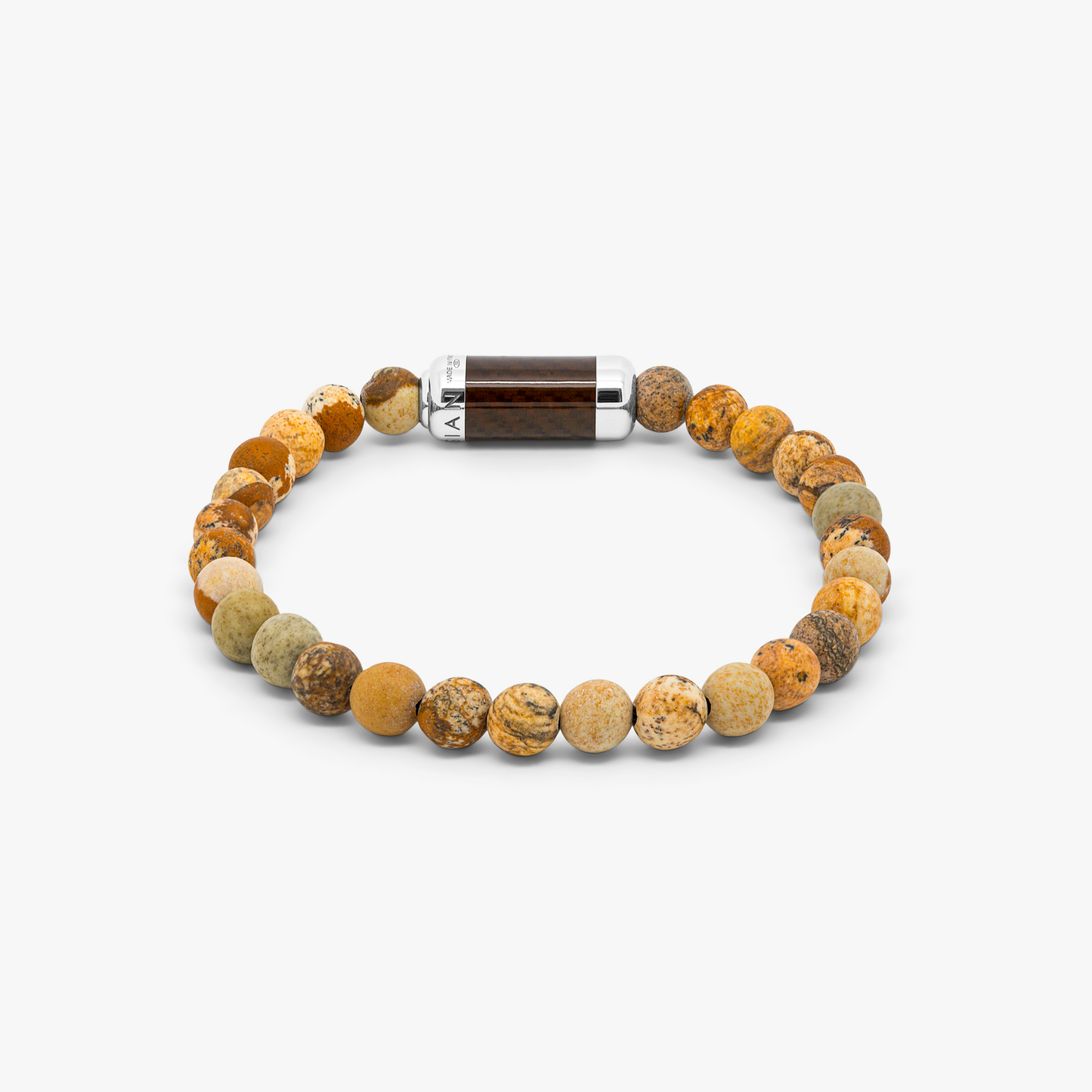 Montecarlo bracelet in brown jasper with brown alutex and sterling silver