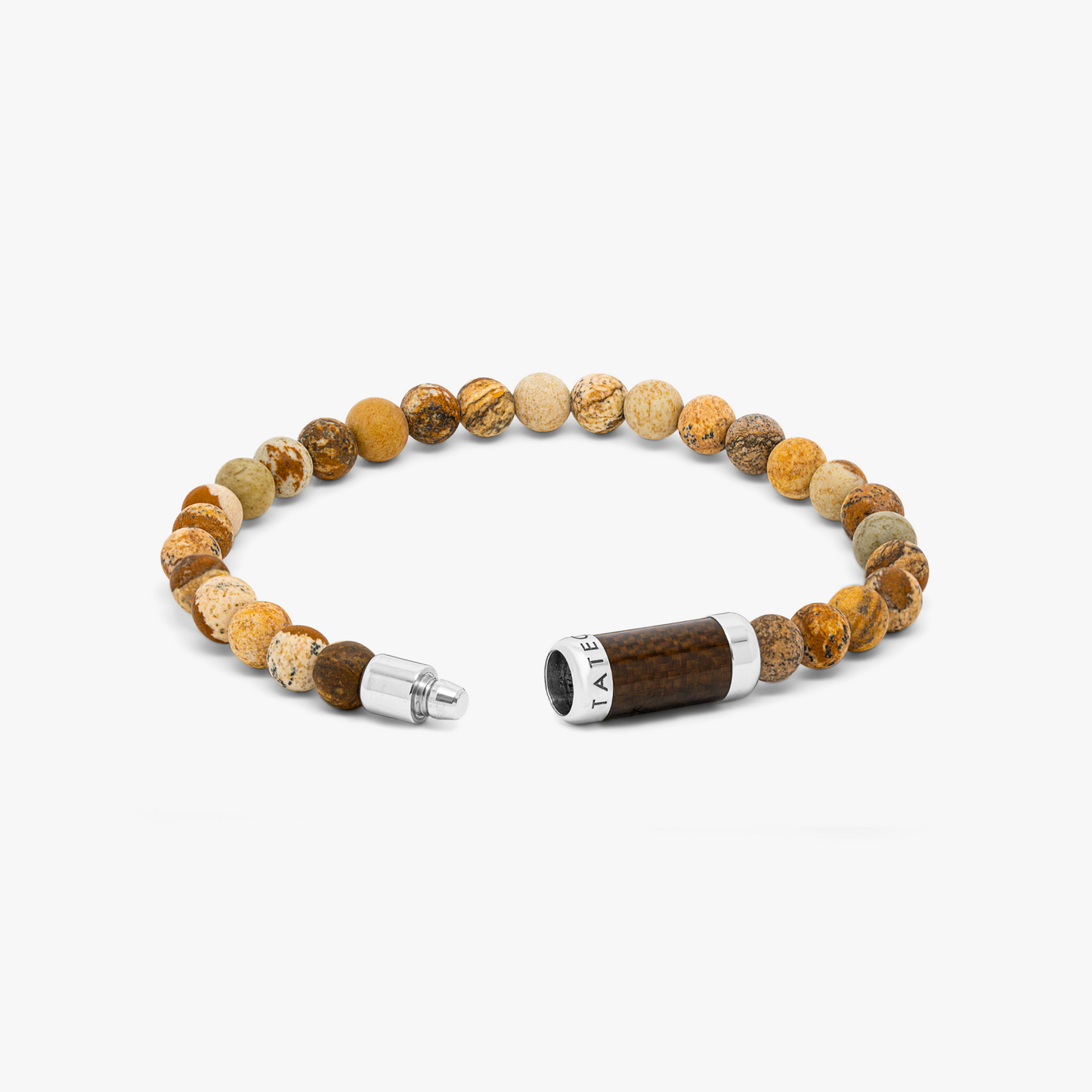 Montecarlo bracelet in brown jasper with brown alutex and sterling silver