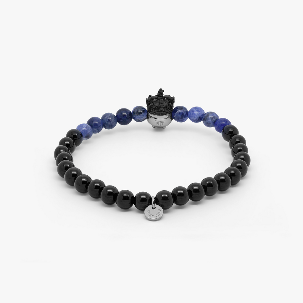 King Skull bracelet with sodalite and black agate (UK) 3