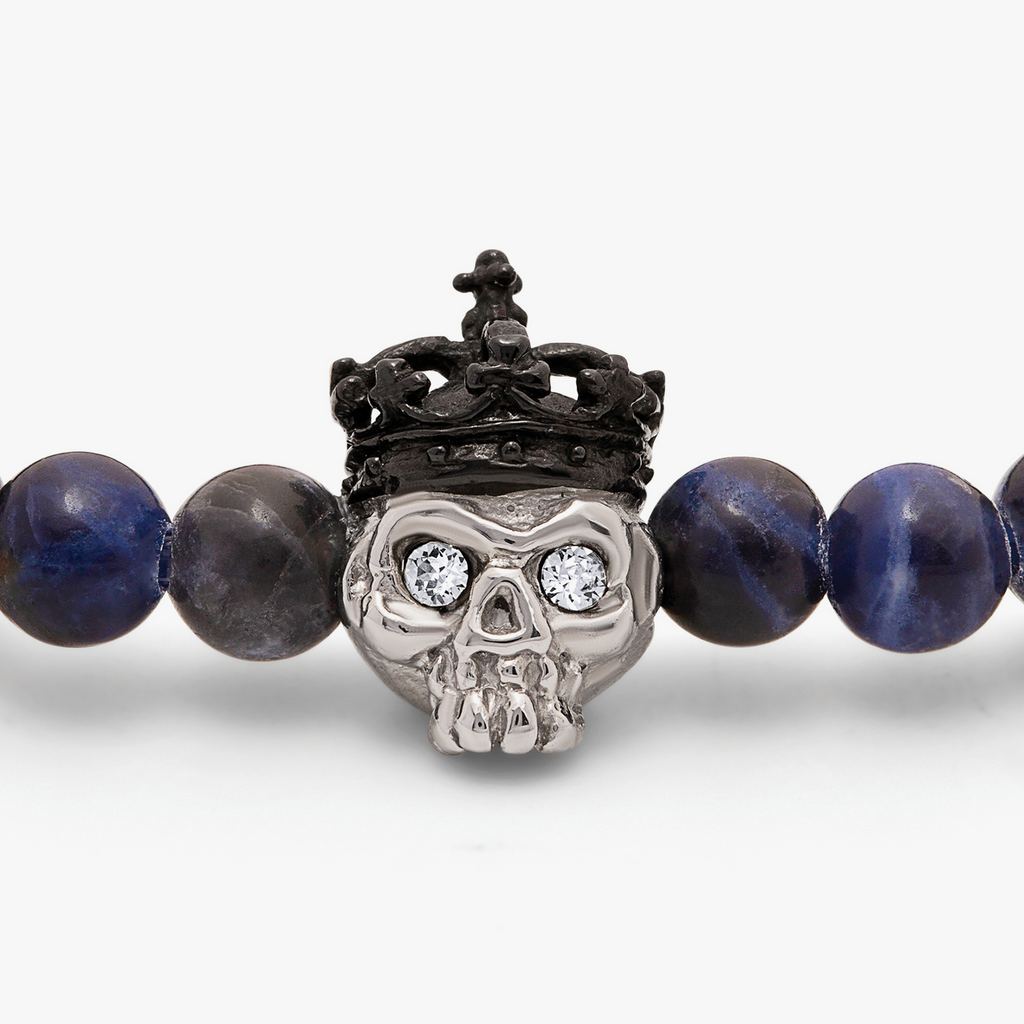 King Skull bracelet with sodalite and black agate (UK) 4