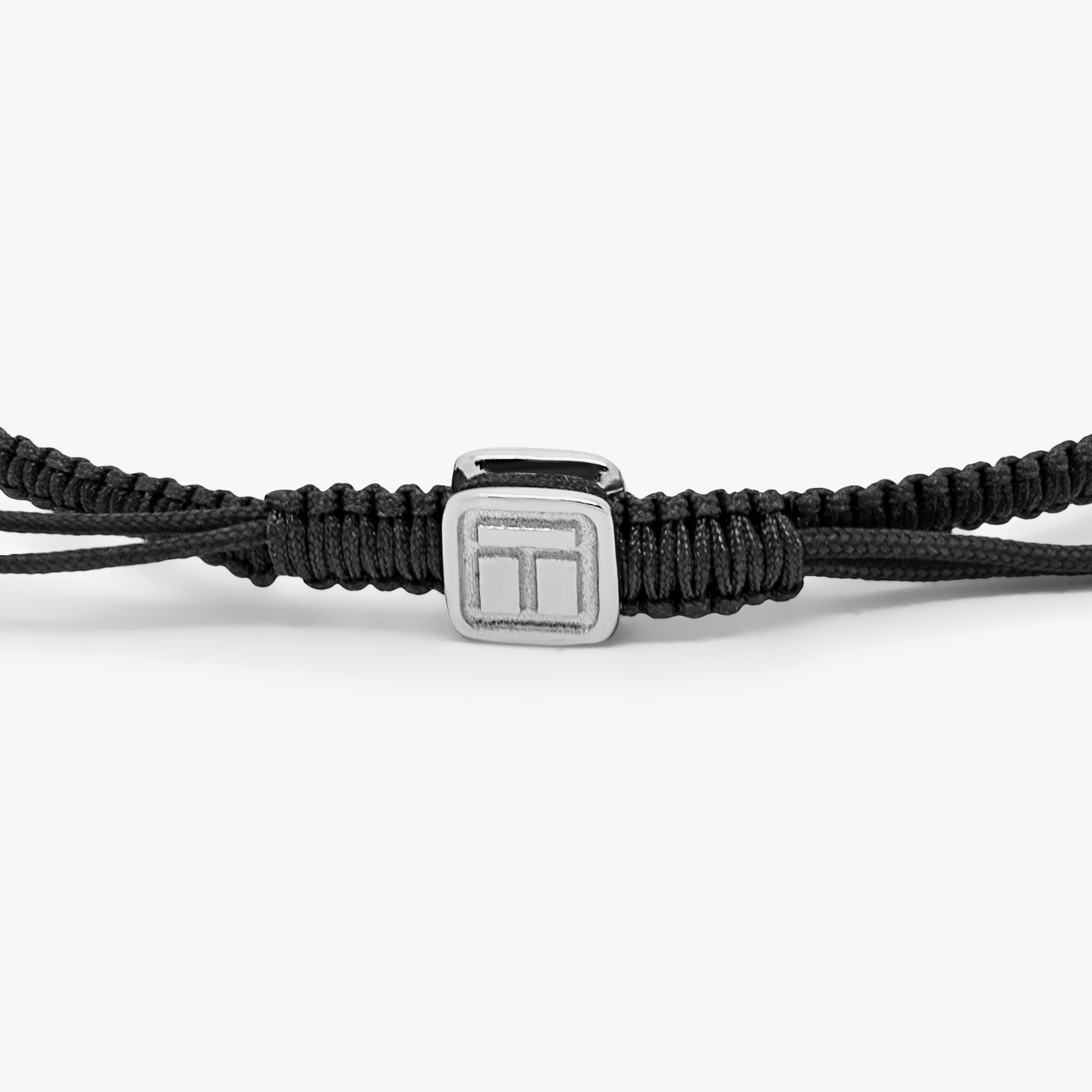 Signature Gear bracelet in black macramÃ© with sterling silver (UK) 3