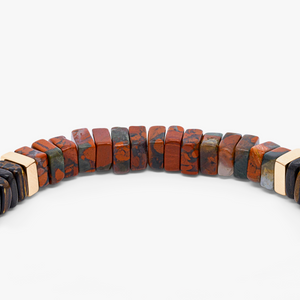 Legno bracelet in rainbow jasper, palm and ebony wood with rose gold plated sterling silver
