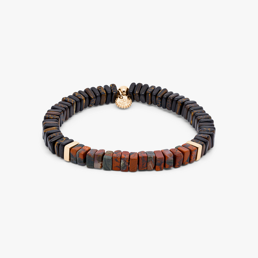 Legno bracelet in rainbow jasper, palm and ebony wood with rose gold plated sterling silver