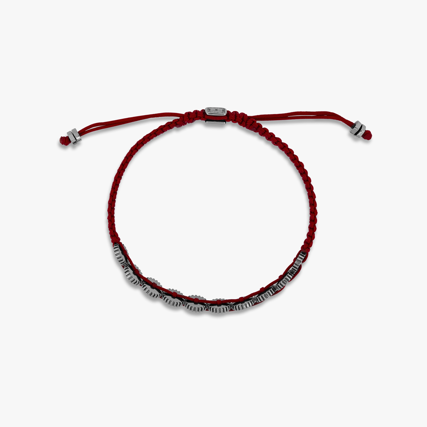 Mini Ten Gear bracelet with burgundy macrame in black rhodium plated sterling silver