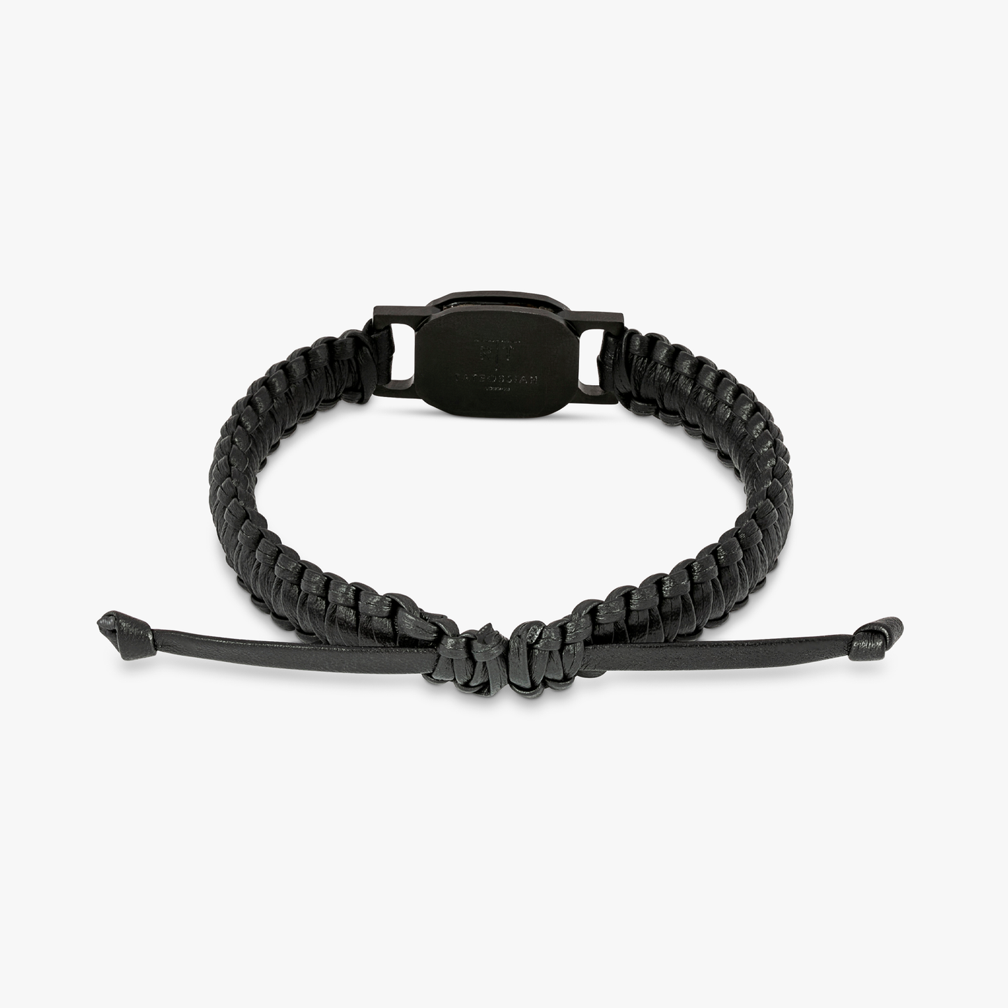 Round Skeleton bracelet in black leather and black IP plated steel