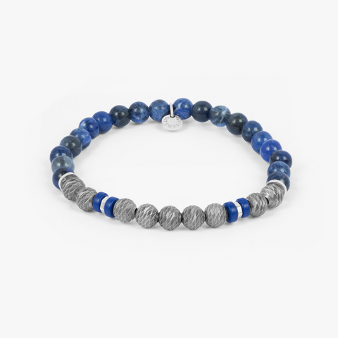 Argento Graffiato bracelet with sodalite in rhodium-plated sterling silver (UK) 1