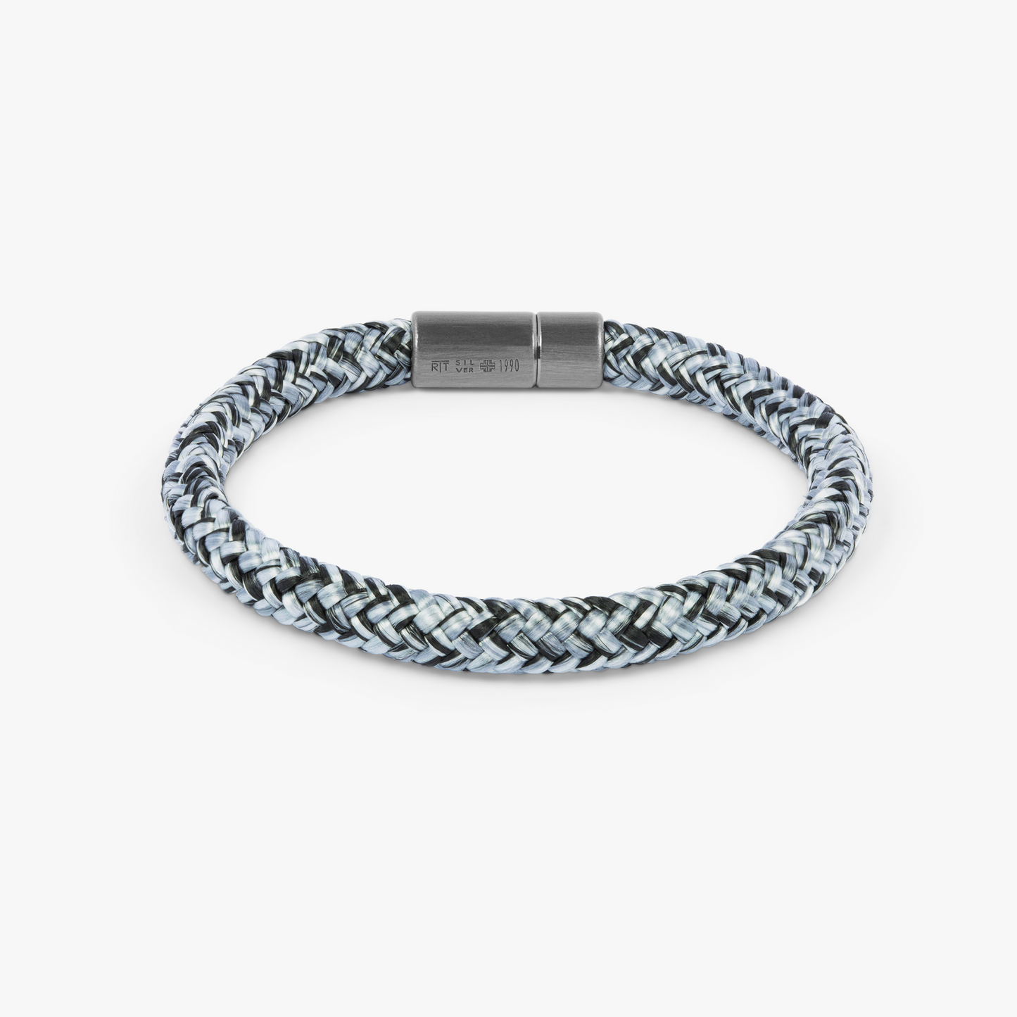 Taipan bracelet in grey cord with black rhodium-plated sterling silver