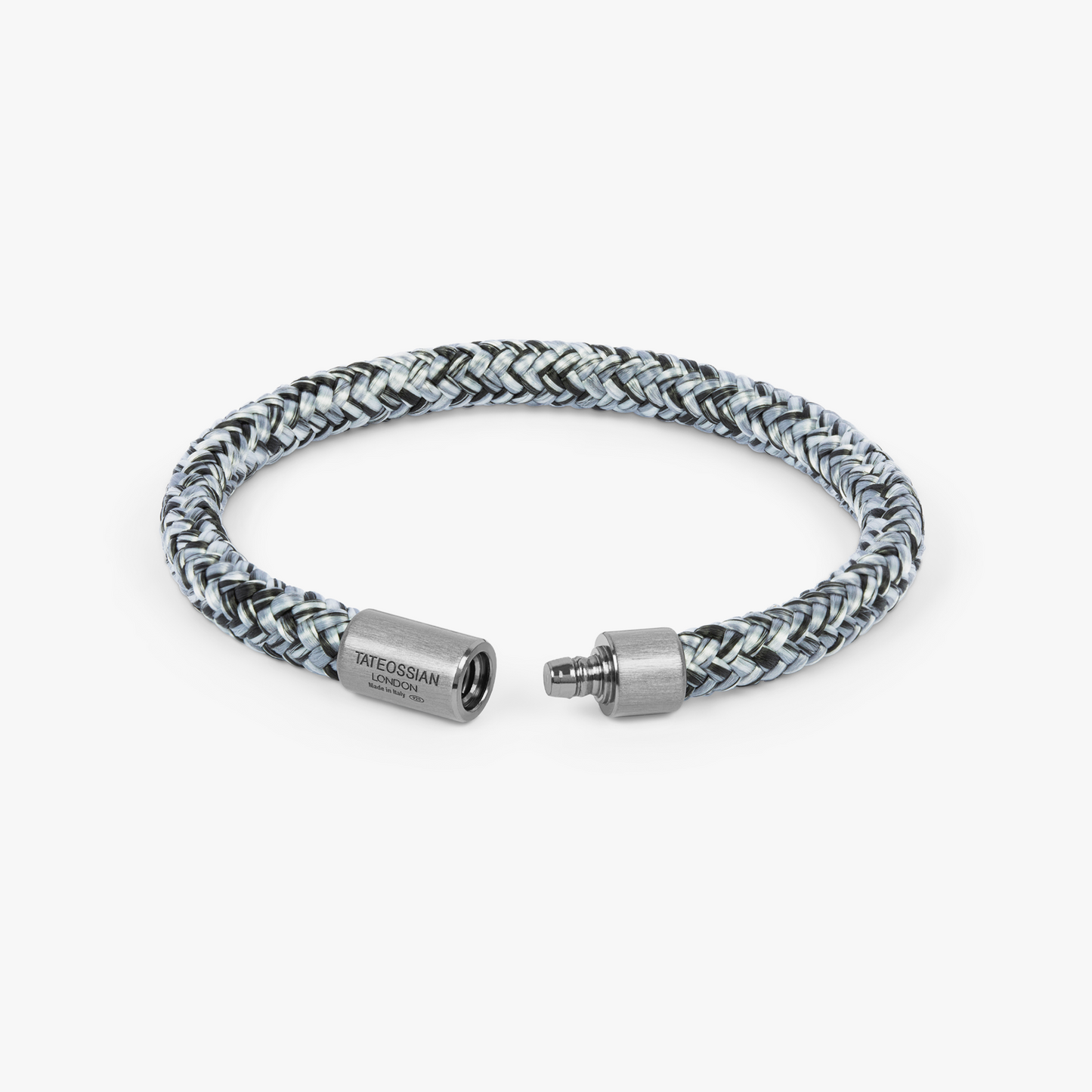 Taipan bracelet in grey cord with black rhodium-plated sterling silver