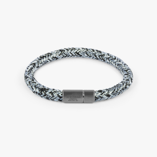 Taipan bracelet in grey cord with black rhodium-plated sterling silver