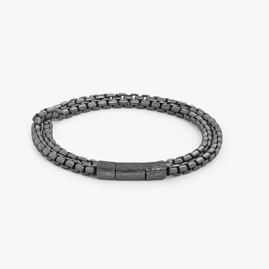 Graffiato Catena bracelet in black rhodium plated sterling silver (UK) 1