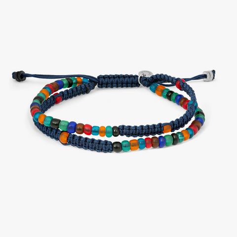Vetro Recycle bracelet in navy thread with recycled glass (UK) 1
