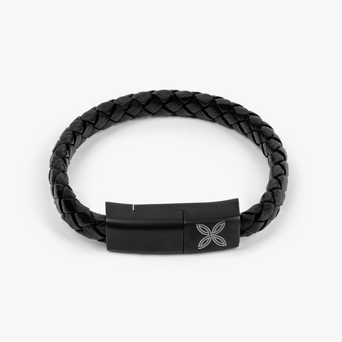 THOMPSON Lightning USB bracelet in black leather