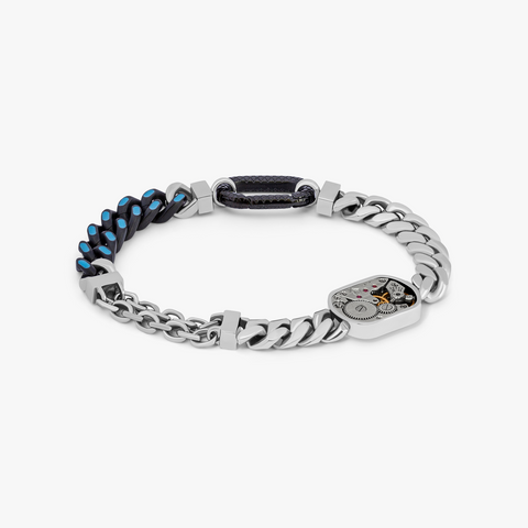 Stainless steel Catena Multi bracelet with blue enamel
