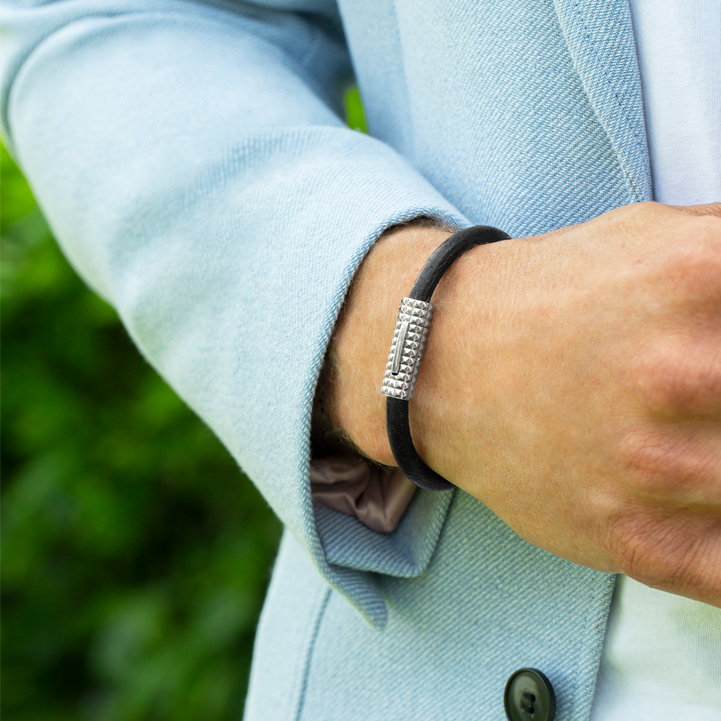 Black leather Diamond Giza bracelet