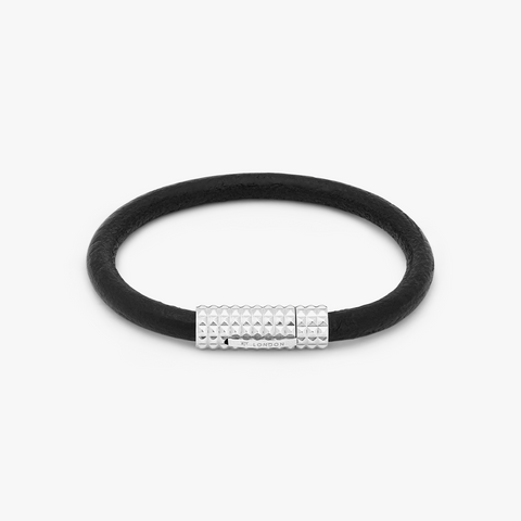 Black leather Diamond Giza bracelet
