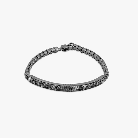Black rhodium plated sterling silver Windsor bracelet with black diamonds