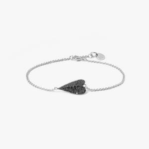 Cuore bracelet In Sterling Silver Wth Black Diamonds