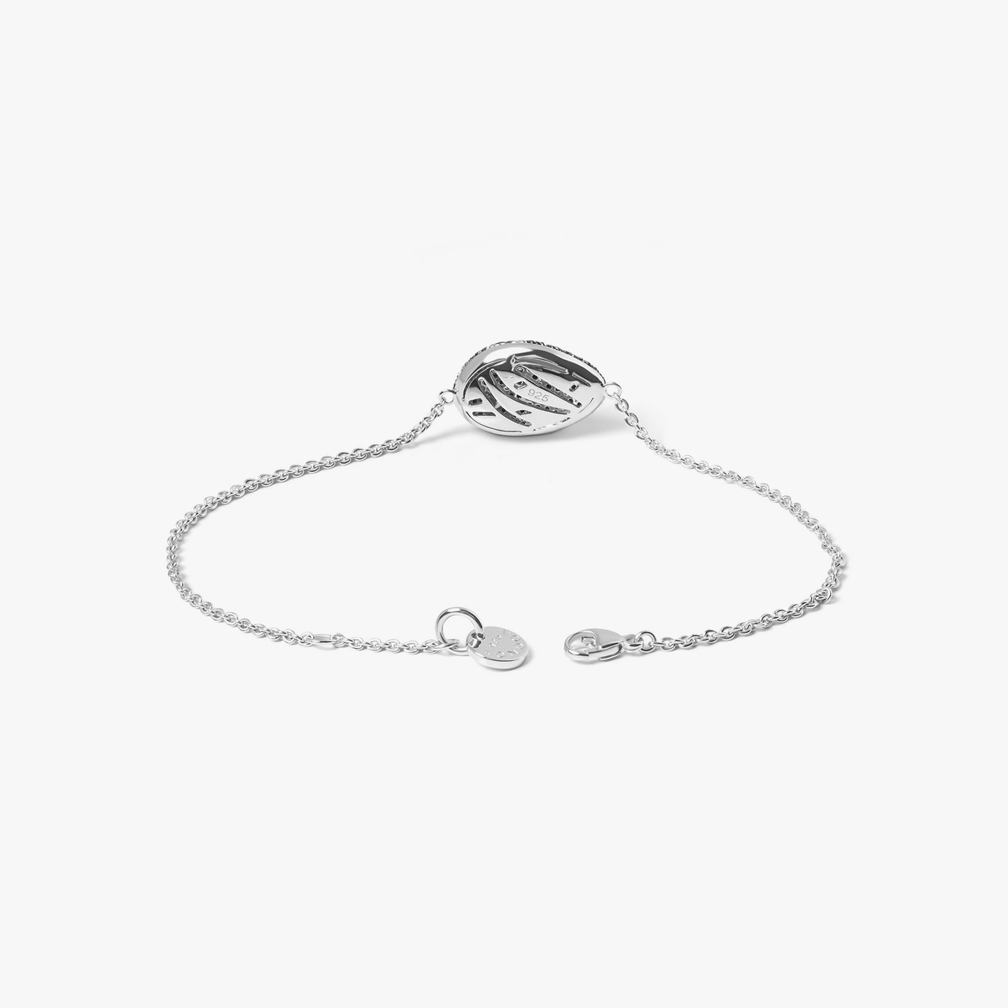 Pebble Bracelet In Sterling Silver With White and Black Diamonds