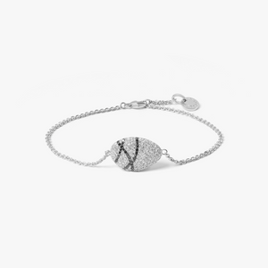 Pebble Bracelet In Sterling Silver With White and Black Diamonds