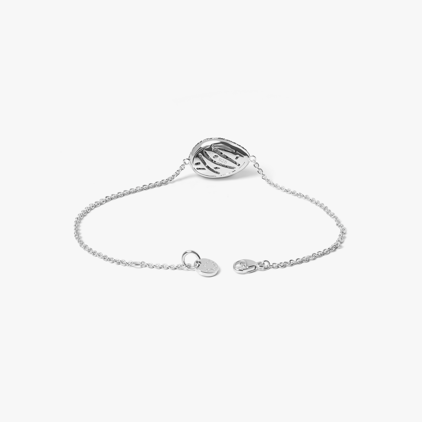 Pebble Bracelet In Sterling Silver with Black and White Diamonds