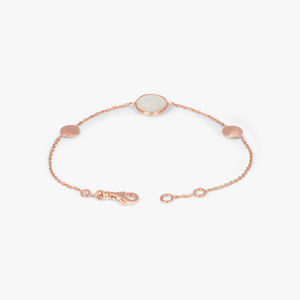 14K satin rose gold Kensington single stone bracelet in white mother of pearl