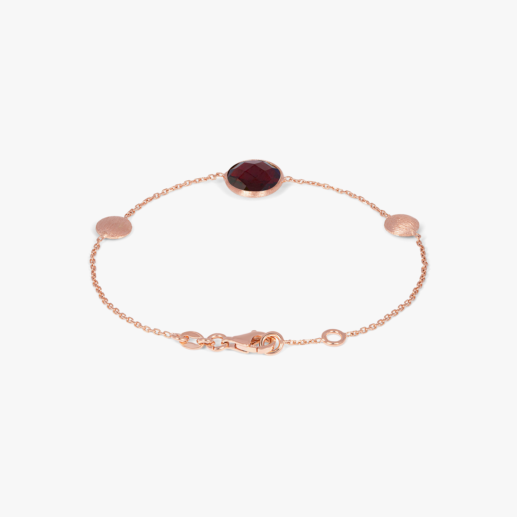 Kensington Bracelet in 14k Satin Rose Gold with Garnet